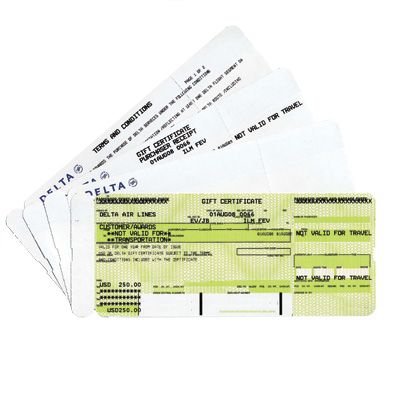 DELTA AIRLINES® $250 Gift Card - Choose your ideal vacation destination and get going!  This gift certificate is redeemable for $250 towards an airline ticket booked with Delta Airlines®.  Delta flies to 481 destinations in 105 countries.